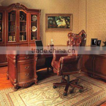 New Arrival French Imperial Style Wood Carving Office Desk With Armchair and Bookcase BF12-03274b photo-3