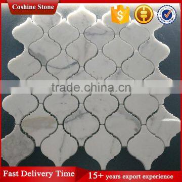 Popular morden lantern shape carrara stone mosaic tile kitchen backsplash