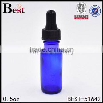 0.5oz Blue Boston Round Bottle Boston Round Glass Bottle With Child Proof Dropper Cap photo-5