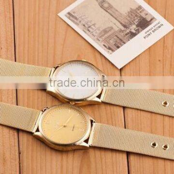 Factory Direct Sales Alloy Gold Mesh Strap Women Watch Simple Unisex Watch photo-3