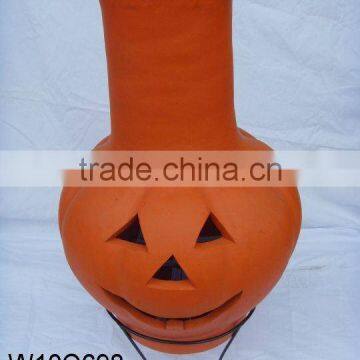 clay pumpkin chimney with metal stand