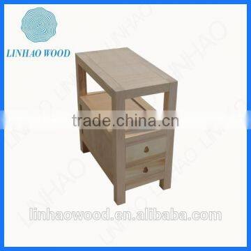 natural solid wood bedside table with drawers