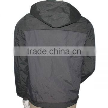 Zipper Through Nylon Short Plain Flight Men Bomber Hood Jacket