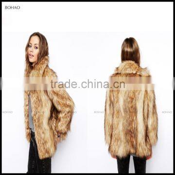 Luxury Women Faux Fur Coat Casual Hood Parka Ladies Long Trench Jacket Outwear