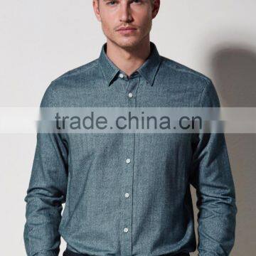 New Design Made to Measure Herringbone Cotton Slim Men Shirt BSB009 photo-2