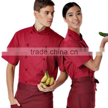 Summer Design Red Color Hotel /Restaurant Uniforms For Waiters Waitress
