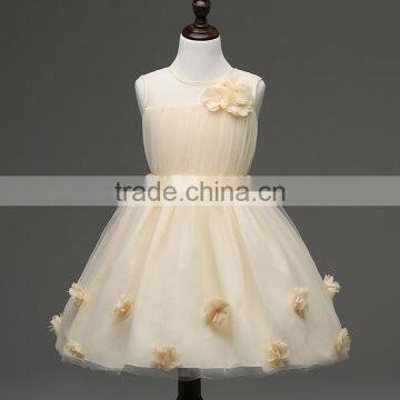 MGOO Hot Sale Cheap Champage Floral Girl Dress New Design Long Frock Children Fairy Dress 2016 MGT020 photo-2