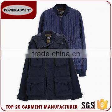 China Supplier Custom Winter Men'S 2-In-1 Detachable Padded Quilting Jacket photo-2
