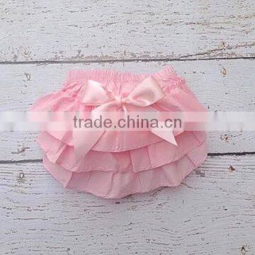 New Arrivlal American Hot Girl Picture Baby Girls Bloomers Plain White 3 Layers Diaper Cover With Bow Wholesale photo-2