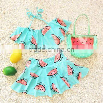 S31331W Kid girls sweet fruits printed color changing swimwear