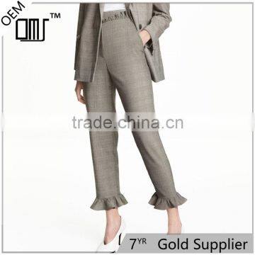 Summer ankle-length frill trousers woven women slacks