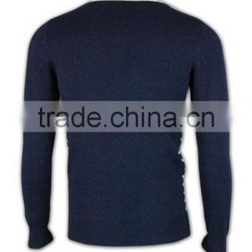 ISO9001/BSCI Manufature Navy Blue Teenager Striped Pattern Cardigan Sweater
