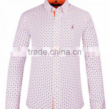 2017 Floral Printed Men's Long Sleeve Button Down Collar Slim Fit Shirt With Contrast Collar and Cuff photo-2