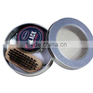 Travel type shoe care usage tin box shoe polish set