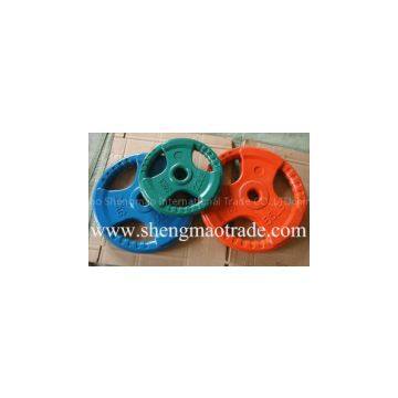 Tri Grip Rubber Coated Olympic Barbell Plate Weight Lifting Plate photo-2