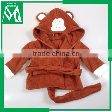 Cotton kids pajamas brown monkey hooded bathrobe