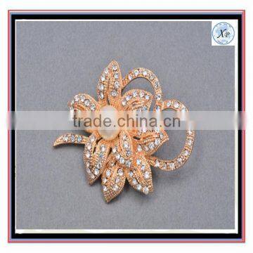 2016 Rhinestone Rose Tone Gold Bridal Brooch Gold Wedding Sash Pin Pearl Brooch DIY Supplies