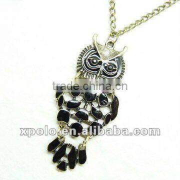 Hot Sale Hollow Owl Drop Of Oil Alloy Necklace Sweather Chain