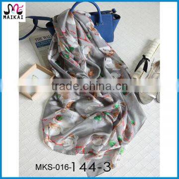 Elegant women's floral print turkey silk scarf