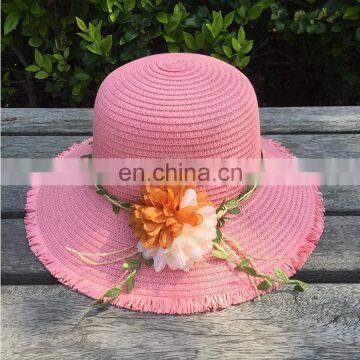 Flower Rough Selvedge Large Eaves Straw Hat Sunshade Beach Hat