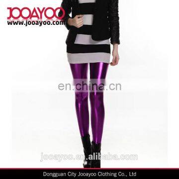 Women sexy shiny metallic leggings liquid wet tights shiny dance pants purple