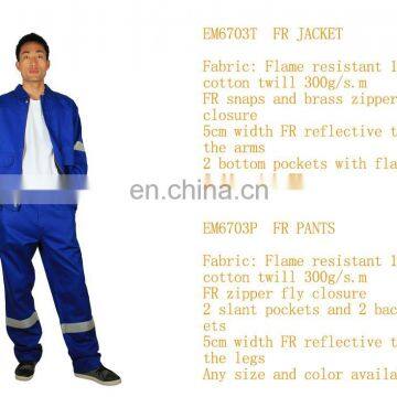 Flame retardent FR jacket workwear jacket navy bule men jacket 100%cottontwill