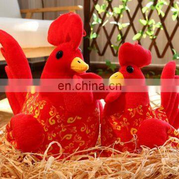 HI EN71 standard handmade chinesse new year red stuffed chicken toys