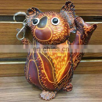 Selling best leather cartoon animal clear Koala coin purse