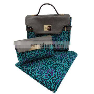 African Wax and Leather Handbag for Womenwax and matching handbag set b170802001