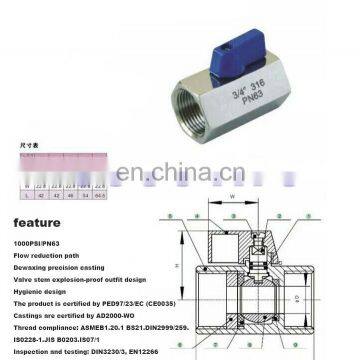 High Quality MINI Ball Valve Stainless Steel 304 1/8 1/4 3/8 1/2 BSP Female Male Thread Brewer Hardware 2 Way Ball Valve photo-3