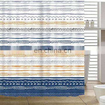 I@home China Modern Custom Made Designer Bathroom Waterproof Stripe Boho Shower Curtain Hotel