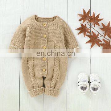 Baby Rompers Clothes Winter 0-24M Newborn Girl Boy Knitted Infant Kids Jumpsuits Outfits Long Sleeve Cotton Overalls Solid Color