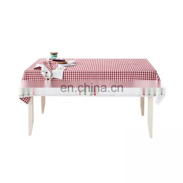 English-style fancy round red checker pattern table cover embroidered strawberry design coffee table tablecloths