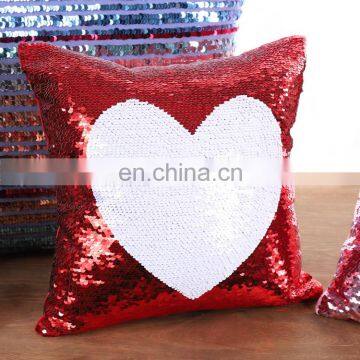 Custom Design Reversible Sequins Heart Mermaid Magic Cushion Pillow Covers Decorative photo-5