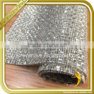 Silver strass hot fix rhinestone crystal sticker mesh rhinestone trims FRM-220