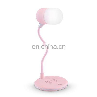 2020 Amazon LED Touch Wirless Phone Charging Bedside Lamp Music Bluetooth Speaker Bedeside Lamp Living Room Decoration photo-3