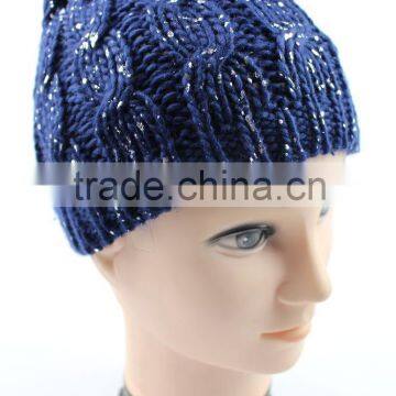 2016 fashion beanie hat hollow out knit hat with silver plating