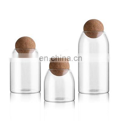 Creative Glass Storage Bottle Cork Lid Spices Sugar Coffee Container