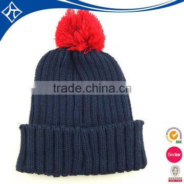2016 new design unisex winter pom pom hat winter black thick beanie