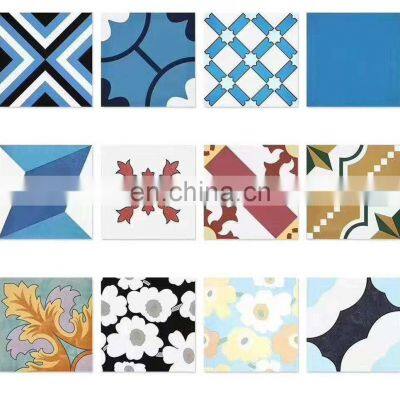 Nordic style 300 * 300 blue Mediterranean wind sells like hot cake matte indoor flower wear-resisting toilet floor tile