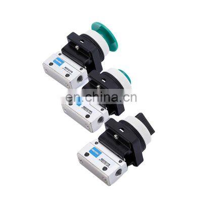 Hot Sale MOV Series G1/8 Thread Size Aluminum Alloy Big Round Push Button Hand Push Pneumatic Mechanical Valve