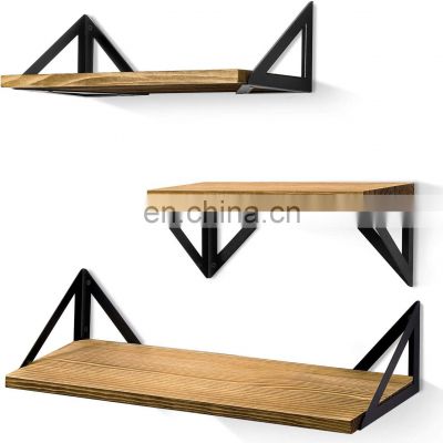 floating shelves wall mounted, rustic wood wall shelves set of 3 for bedroom bathroom living room kitchen