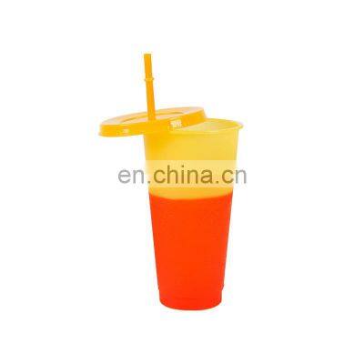 Reusable Plastic Color Changing Tumbler Cups Christmas Magic Bulk Plastic Mugs With Straw