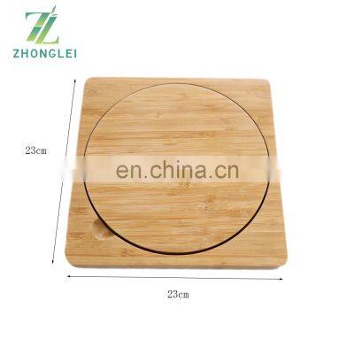 Eco-friendly Bamboo Square Cheese Serving Board With 4 Knives