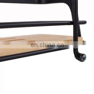 Latest Design Bathroom Storage Rack Iron Bamboo Storage Rack Shelves 2 Layers Wire Storage Rack photo-5