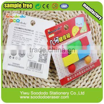 3D blister card Custom shaped Geometry eraser promotion