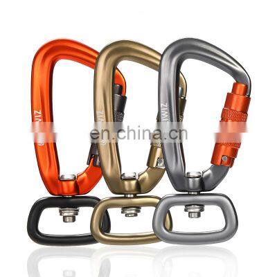 JRSGS Self Swivel Rock Climbing Carabiner Aviation Aluminum Dog Leash Carabiners Auto Locking 4KN Swivel Snap Hook 7801D2TN