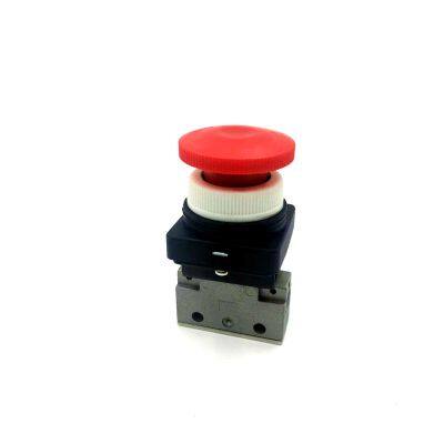 3 Way Green/yellow/black/red Mushroom-head Push Button Type Spring Return Air Mechanical Valve photo-3