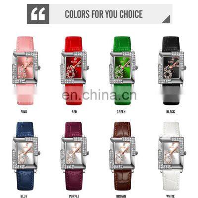 Skmei 9289 Women Wristwatches Leather Strap Diamond Dial Quartz Watce For Ladies Waterproof photo-5