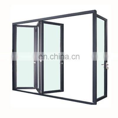 Best soundproof accordion aluminum profile commercial metal frame glass sliding bifold foldable doors price